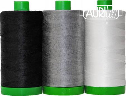 Aurifil Color Builder 40wt 3pc Set African Penguin Black and White