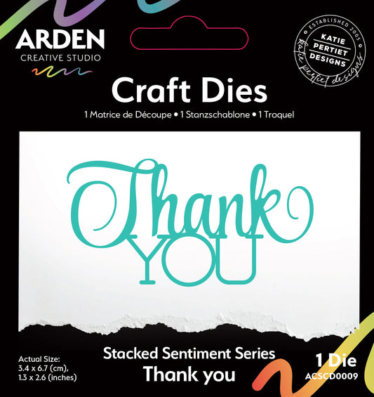Arden Creative Studio Sentiment Series Stacked Thank You Craft Die