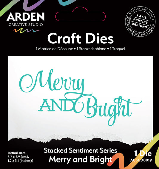 Arden Creative Studio Sentiment Series Stacked Merry and Bright Craft Die