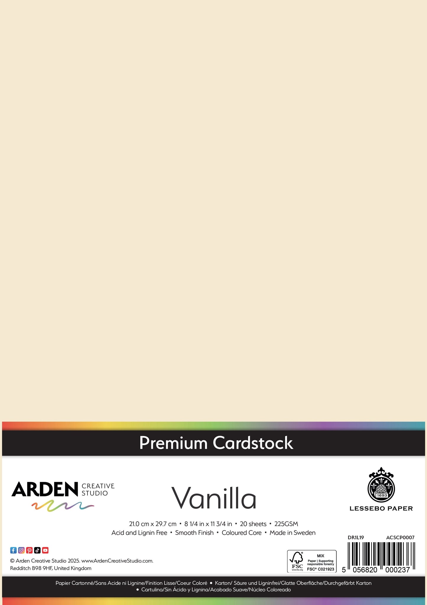 Arden Creative Studio Premium Cardstock A4 225gsm 20 Pack