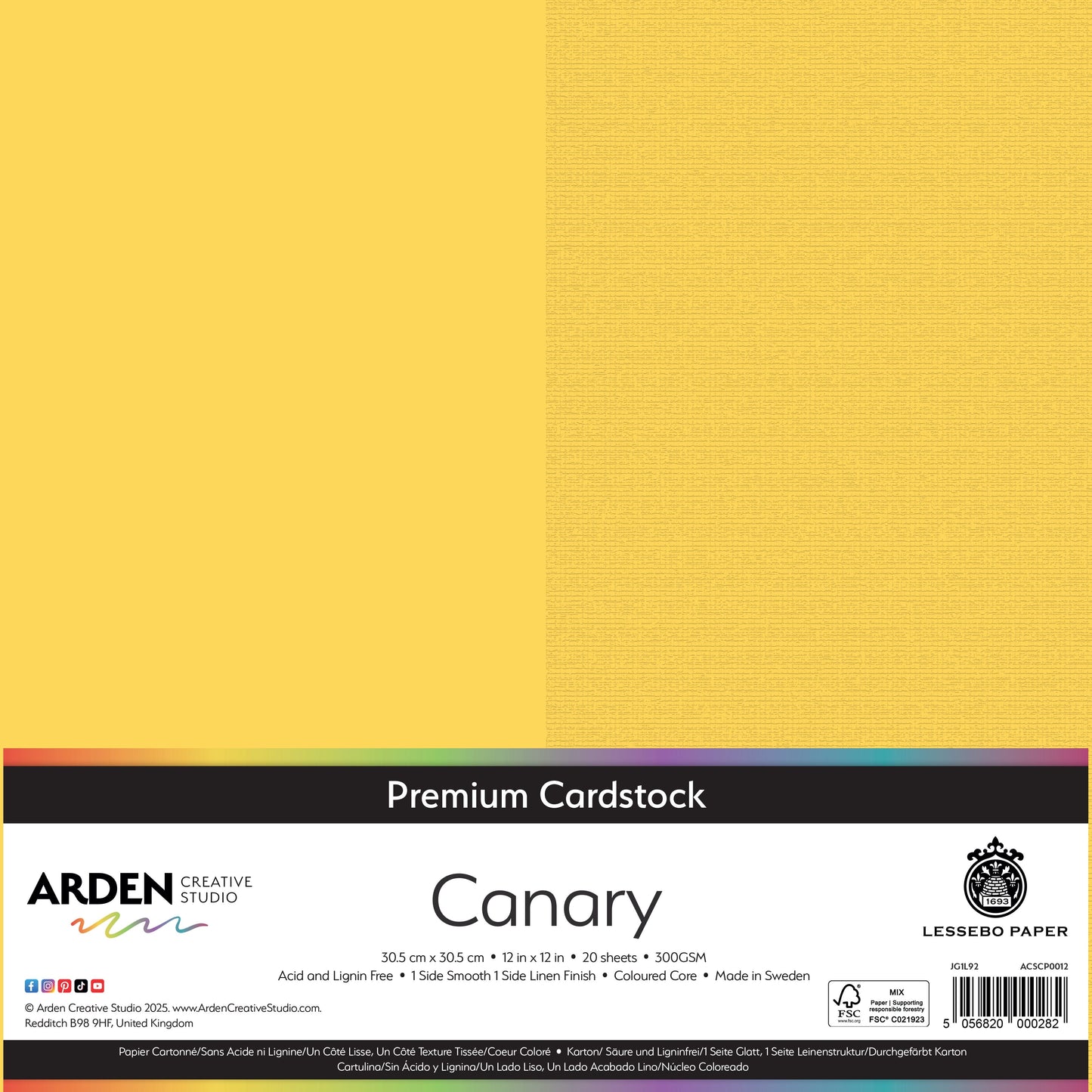 Arden Creative Studio Premium Cardstock 12in x 12in 300gsm 20 Pack