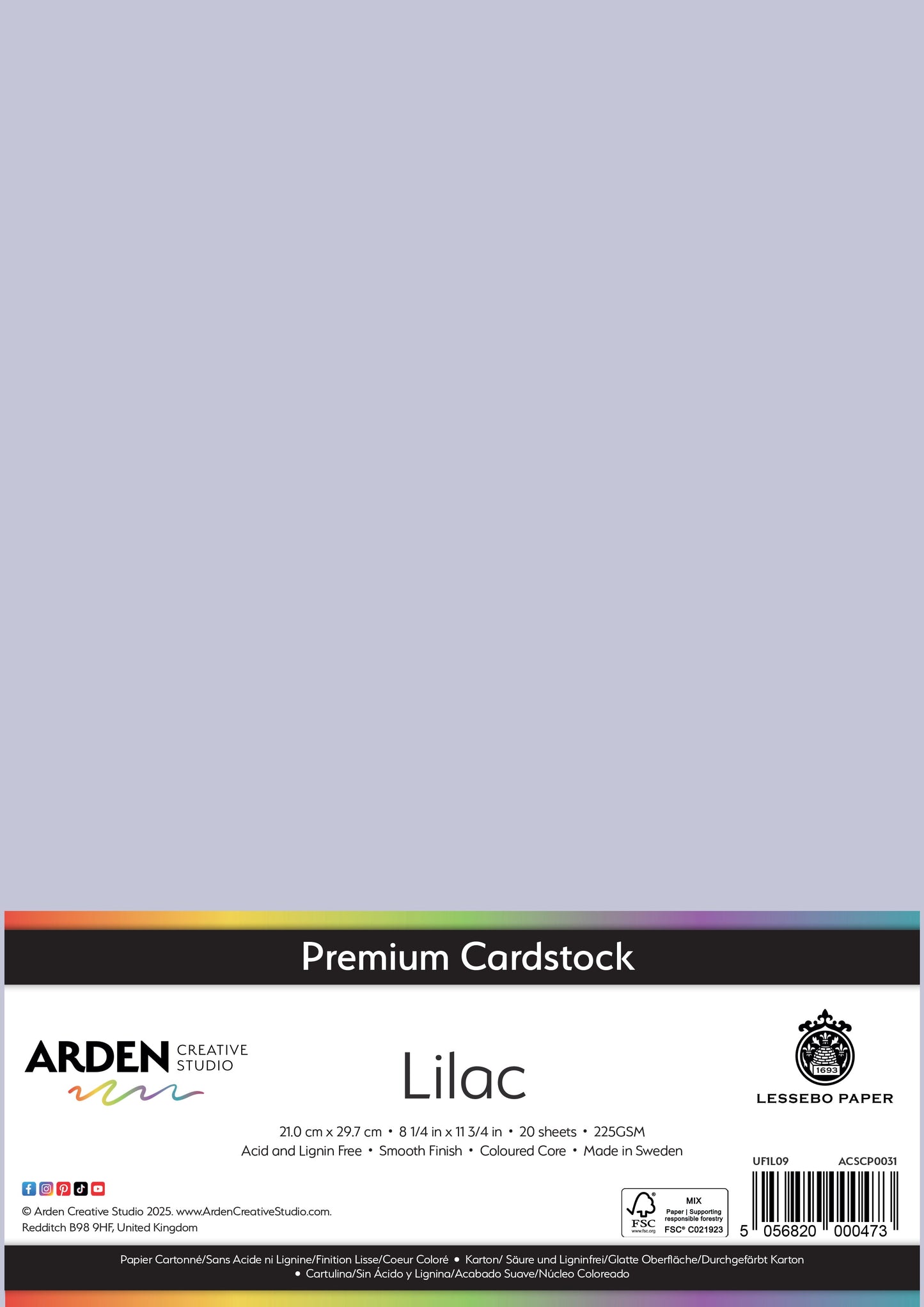 Arden Creative Studio Premium Cardstock A4 225gsm 20 Pack