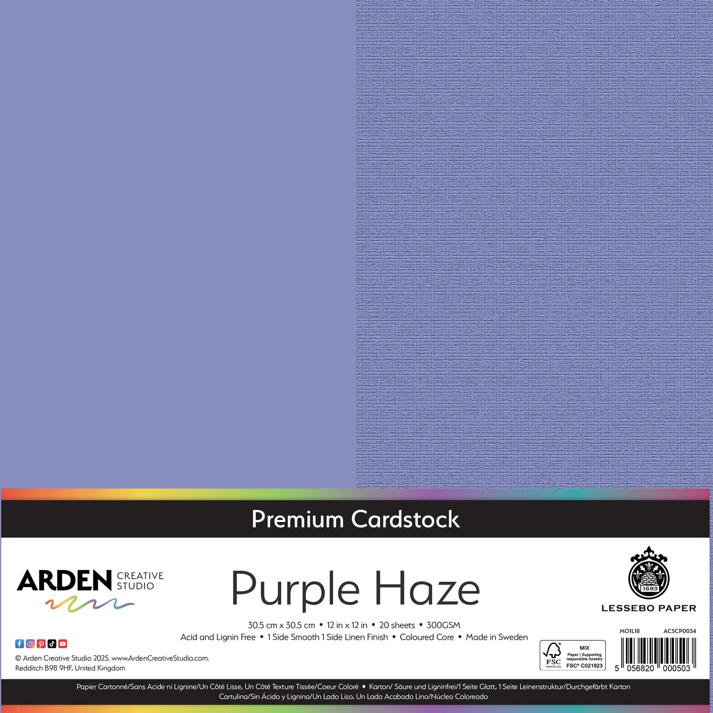 Arden Creative Studio Premium Cardstock 12in x 12in 300gsm 20 Pack