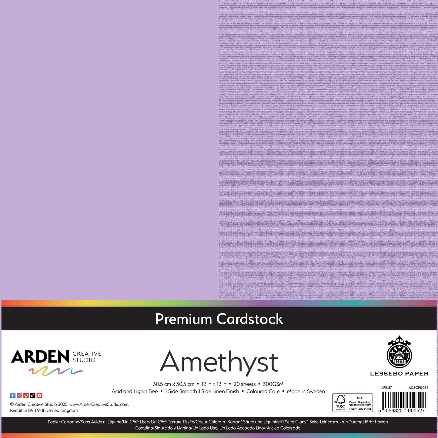 Arden Creative Studio Premium Cardstock 12in x 12in 300gsm 20 Pack