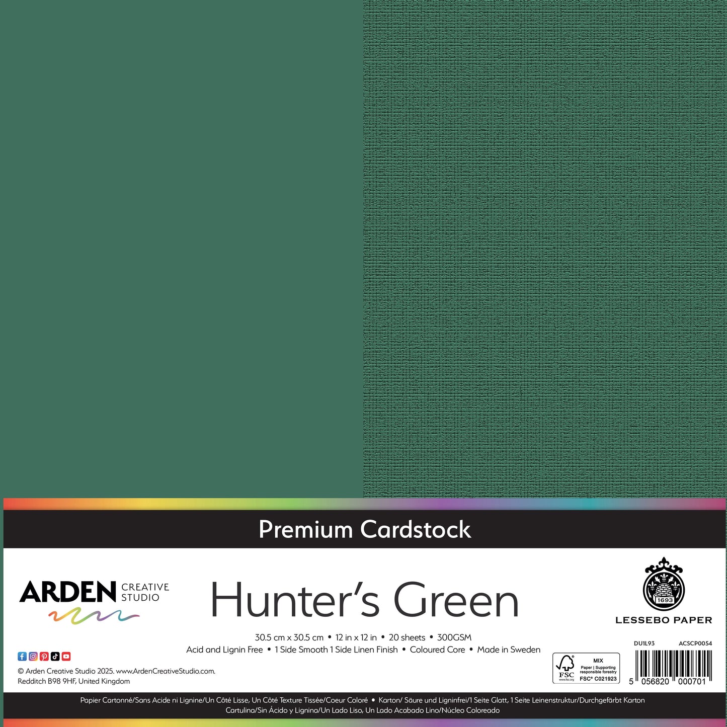 Arden Creative Studio Premium Cardstock 12in x 12in 300gsm 20 Pack