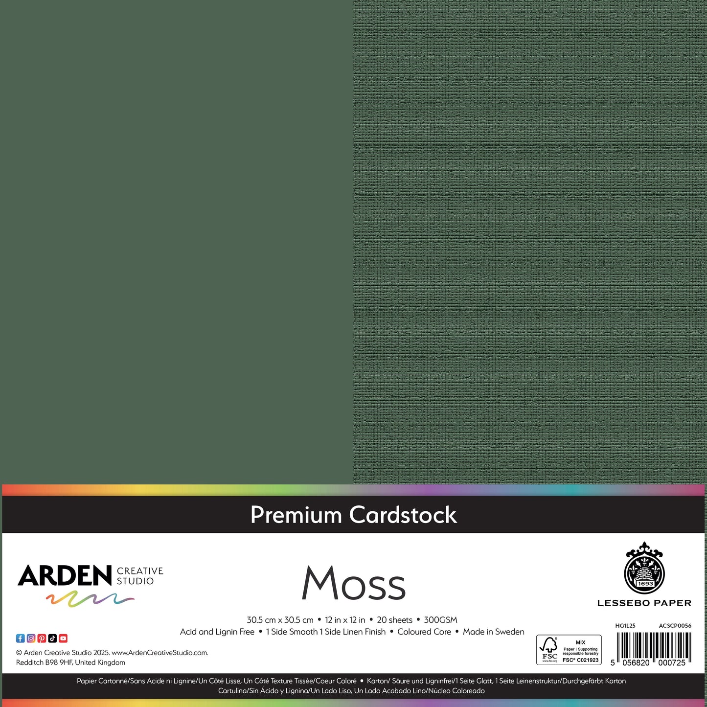 Arden Creative Studio Premium Cardstock 12in x 12in 300gsm 20 Pack