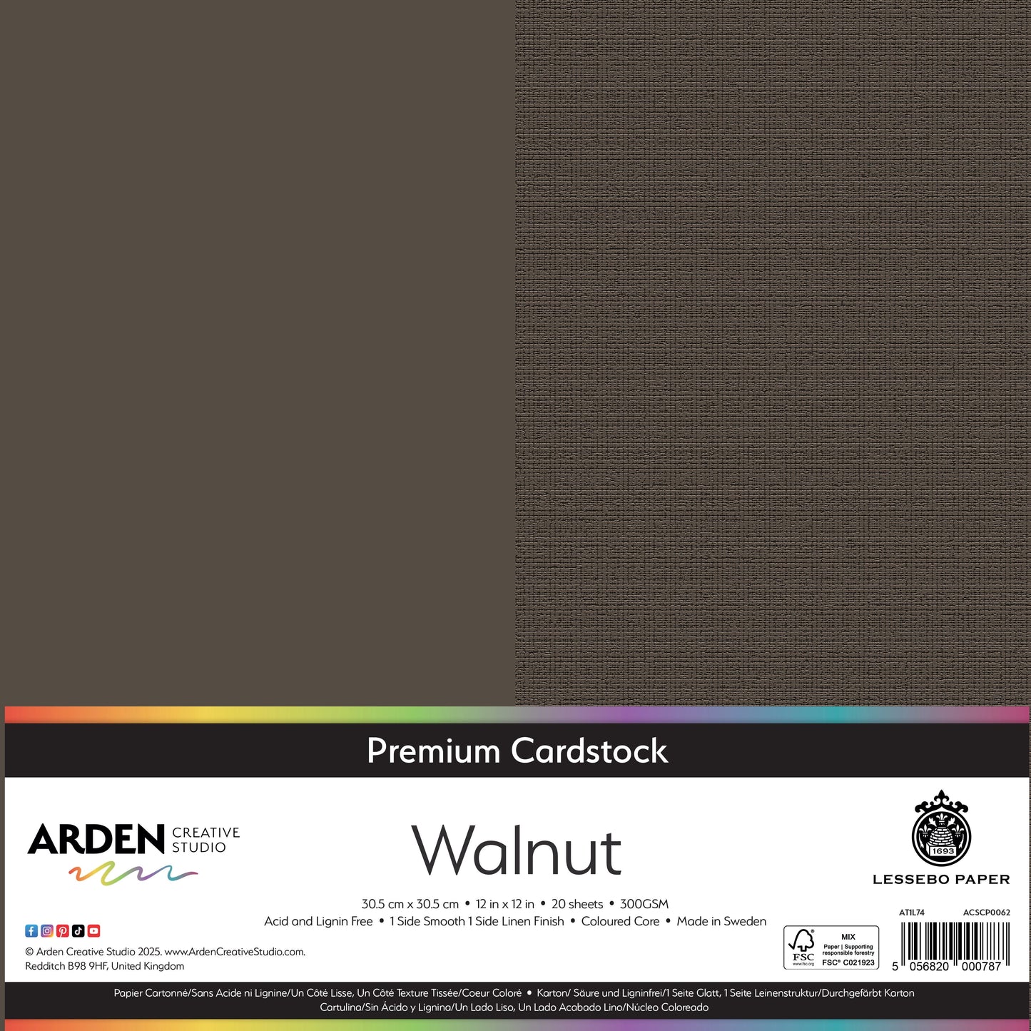 Arden Creative Studio Premium Cardstock 12in x 12in 300gsm 20 Pack