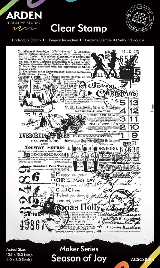 Arden Creative Studio Maker Series Season of Joy 4in x 6in Background Stamp