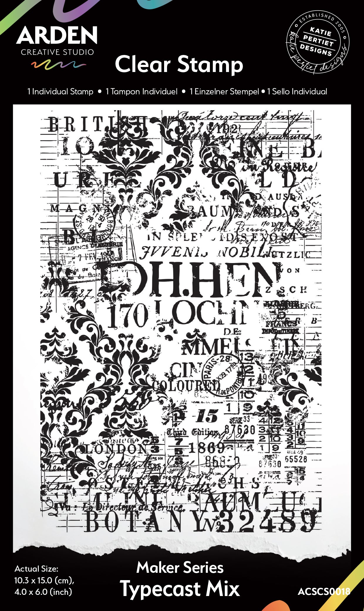 Arden Creative Studio Maker Series Typecast Mix  4in x 6in Background Stamp