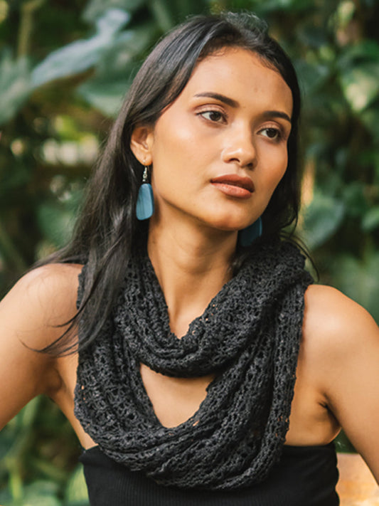 Écharpe tube en tricot Popcorn - Noir