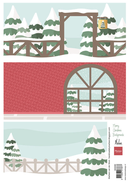 Marianne Design A4 Cutting Sheet - Merry Christmas Backgrounds by Marleen
