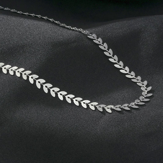 ALALA Or Blanc Argenté : Collier Feuille Gaufrée Beauté Botanique