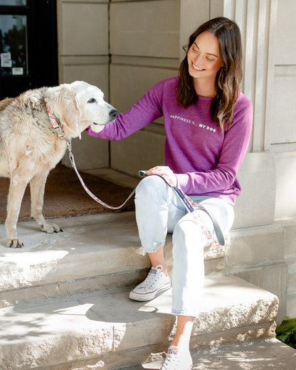 Sweat-shirt ras du cou My Dog pour femme, prune