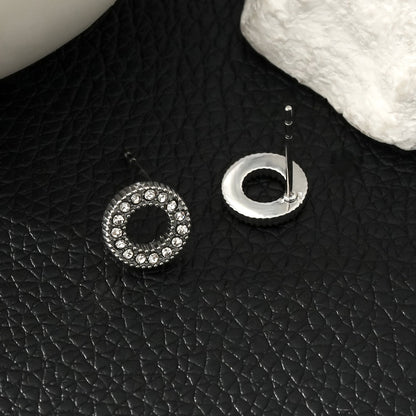 AMATOLE Silver (White Gold): Radiant Circle Mini Stud Earrings
