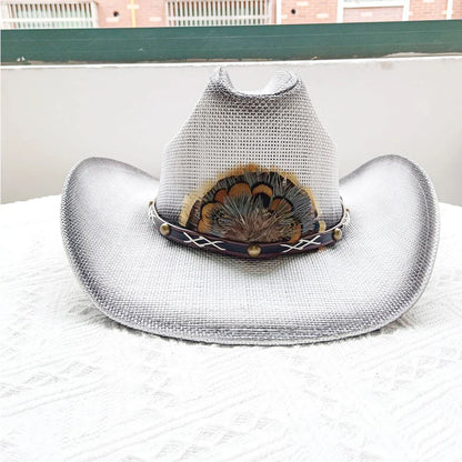 Cowboy hat summer straw hat unisex cowboy hat jazz cowboy straw hat wide brim hat spray paint custom hat party cowboy hat