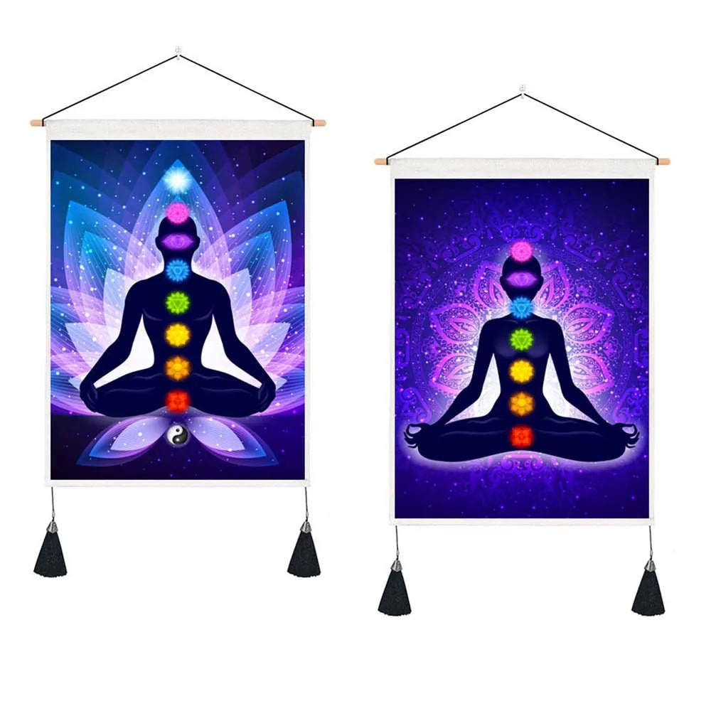Seven Chakra Tapestry Yoga Meditation Wall Tapestry Boho Mandala Tapestry Hippie Wall Hanging for Home Decor 13.8 x 19.7 Inches
