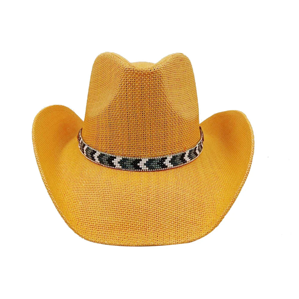 Cowboy hat summer straw hat unisex cowboy hat jazz cowboy straw hat wide brim hat spray paint custom hat party cowboy hat