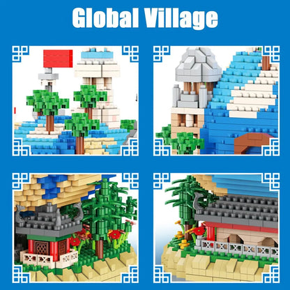 Ensemble de micro blocs de construction Architecture Global Village (6000 pièces), modèle d'architecture cadeau pour adultes et enfants