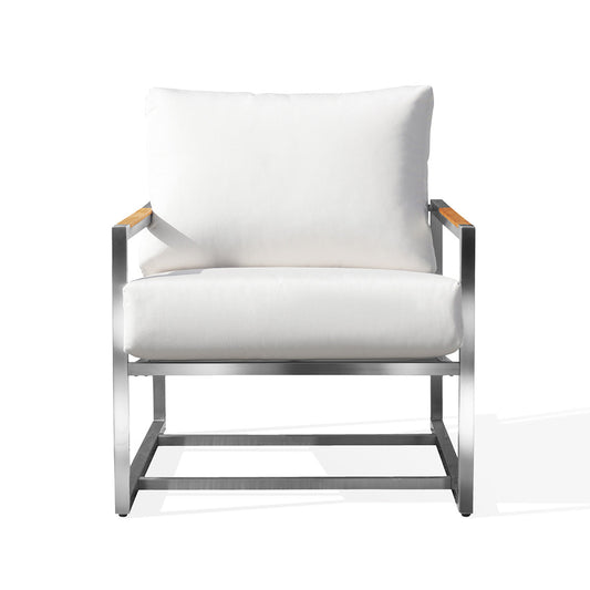 Fauteuil club Acacia en acier inoxydable avec coussins Sunbrella®