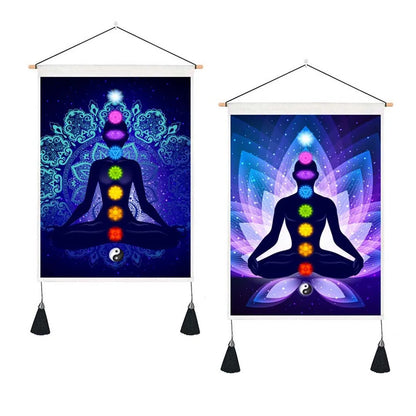Seven Chakra Tapestry Yoga Meditation Wall Tapestry Boho Mandala Tapestry Hippie Wall Hanging for Home Decor 13.8 x 19.7 Inches