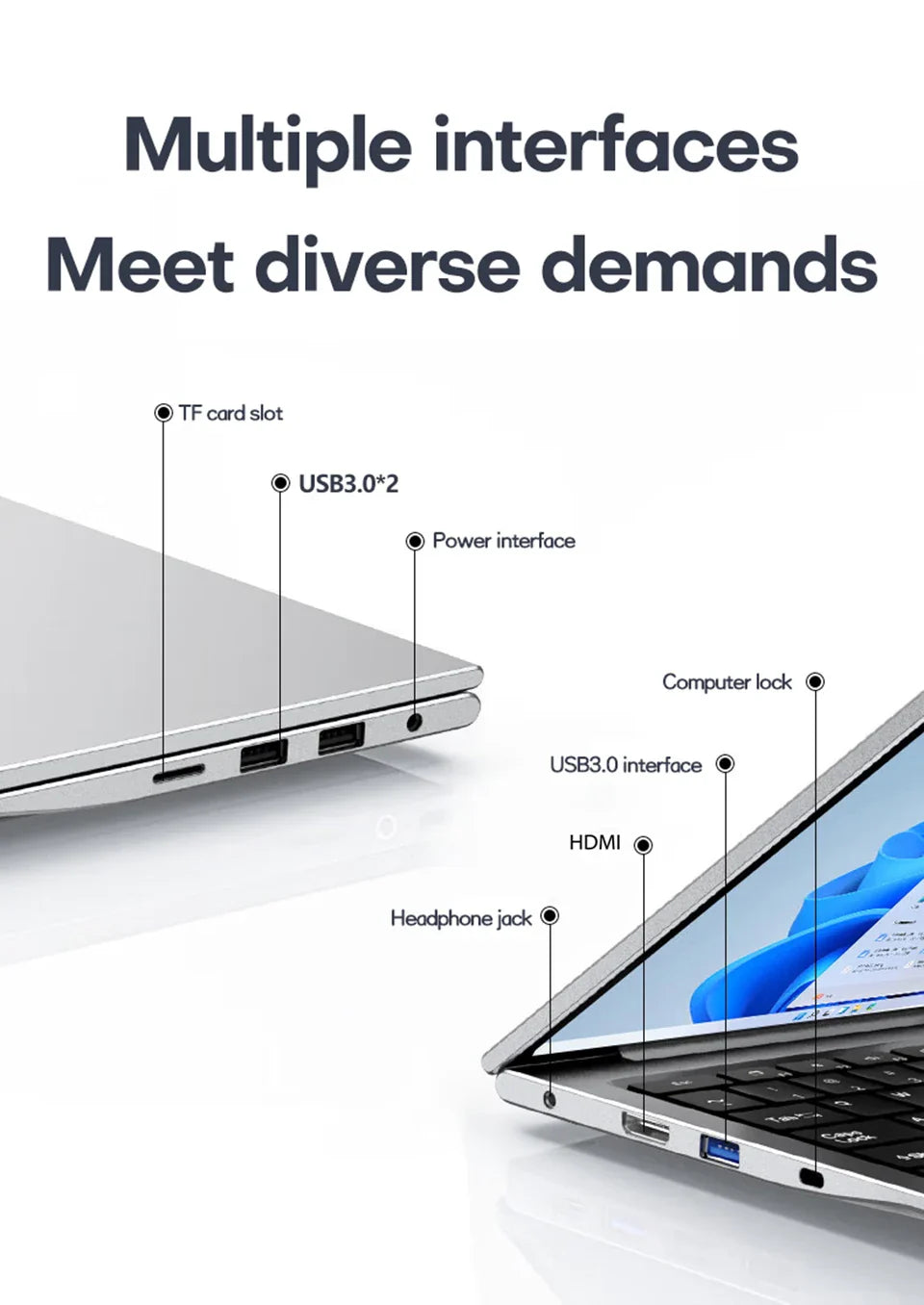 17.3 inch Laptop Computer Intel N5095 Windows 11 16GB DDR4 1TB SSD Fingerprint Unlock Gaming Laptop Backlit Computer Notebook PC
