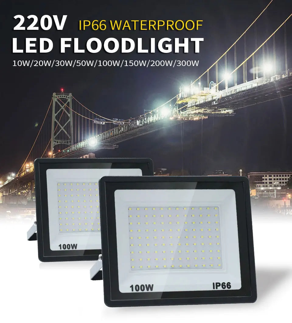 LED projecteur 10W 20W 30W 50W 100W AC 220V LED projecteur IP66 étanche réflecteur projecteur réverbère lampe de jardin extérieure