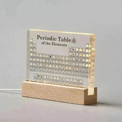 Acrylic Periodic Table: Real Element Samples + Light Base