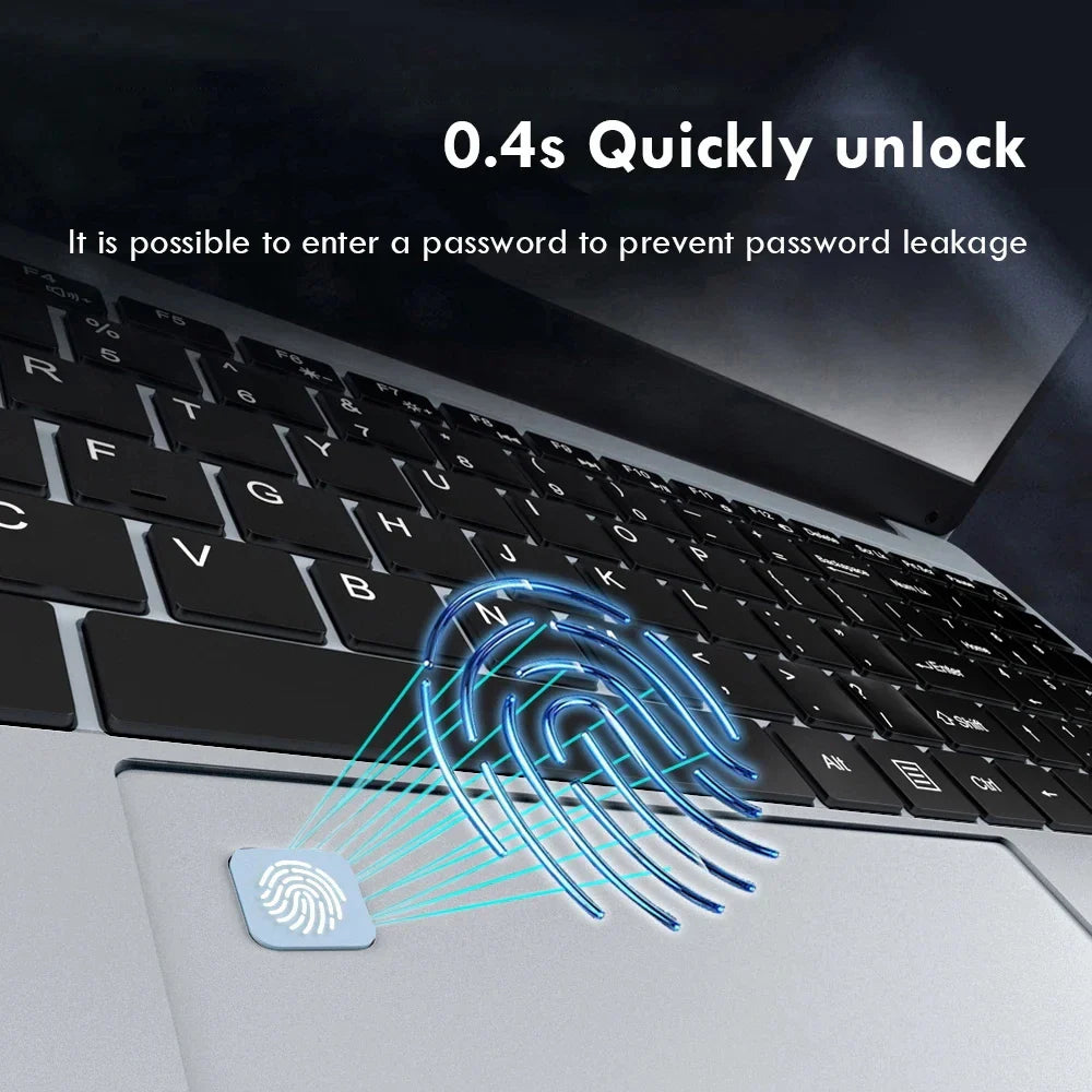 15.6" HD Windows 11 Pro IPS Laptop Computer Intel Celeron N4000 Notebook PC Fingerprint Unlock 16GB DDR4 1TB SSD Gaming Laptop