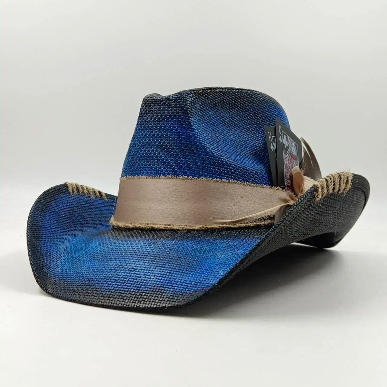 Cowboy hat summer straw hat unisex cowboy hat jazz cowboy straw hat wide brim hat spray paint custom hat party cowboy hat