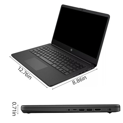 HP Newest 14" Business Laptop,Intel Celeron N4120,Up to16GB RAM,384GB Storage(128GB eMMC+256GB Micro SD),1Year Office 365,Silver