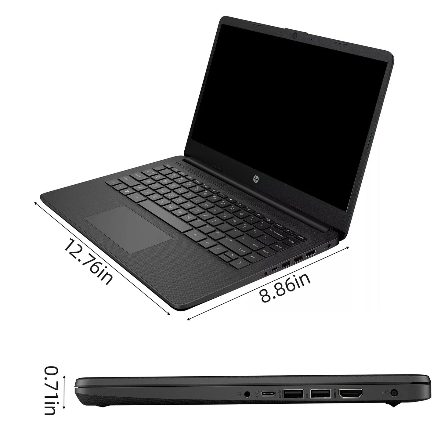 HP Newest 14" Business Laptop,Intel Celeron N4120,Up to16GB RAM,384GB Storage(128GB eMMC+256GB Micro SD),1Year Office 365,Silver