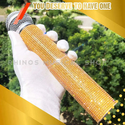Housse de microphone en strass scintillants, manchon décoratif pour micro sans fil, doré, argent, rouge, pour discothèque, scène, fête, émission de télévision