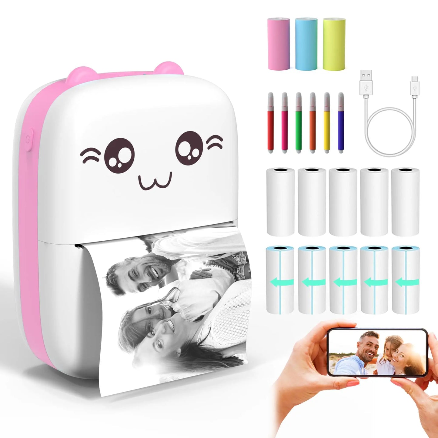 Portable Mini Thermal Printer Photo Printer Business/Home No Ink Required To Print Small Ticket/Labels/Picture Imprimante 203PDI