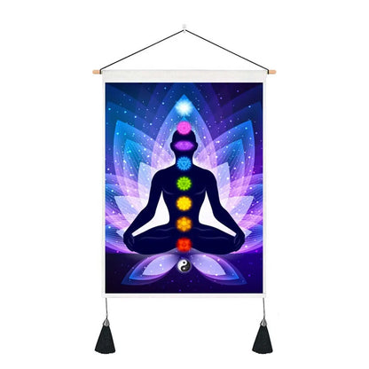 Seven Chakra Tapestry Yoga Meditation Wall Tapestry Boho Mandala Tapestry Hippie Wall Hanging for Home Decor 13.8 x 19.7 Inches