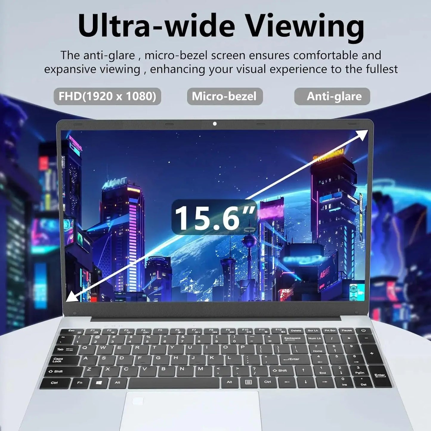 15.6" HD Windows 11 Pro IPS Laptop Computer Intel Celeron N4000 Notebook PC Fingerprint Unlock 16GB DDR4 1TB SSD Gaming Laptop