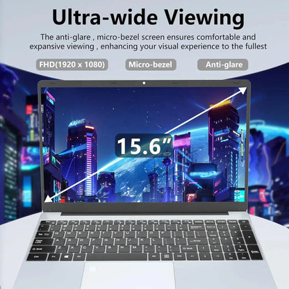 15.6" HD Windows 11 Pro IPS Laptop Computer Intel Celeron N4000 Notebook PC Fingerprint Unlock 16GB DDR4 1TB SSD Gaming Laptop