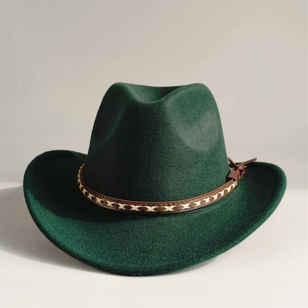 Chapeaux de Cowboy occidentaux rétro pour hommes et femmes, chapeaux de jazz, ceinture, chapeaux de cow-girl solides, chapeau de cowboy einsв©chter шля sche sombrer