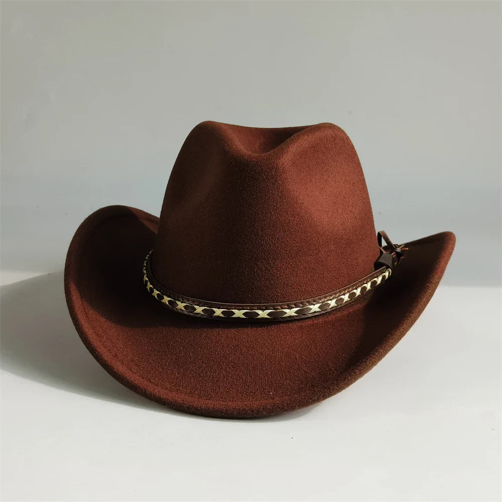 Chapeaux de Cowboy occidentaux rétro pour hommes et femmes, chapeaux de jazz, ceinture, chapeaux de cow-girl solides, chapeau de cowboy einsв©chter шля sche sombrer