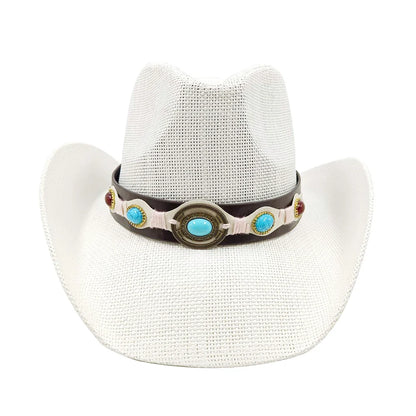 Cowboy hat summer straw hat unisex cowboy hat jazz cowboy straw hat wide brim hat spray paint custom hat party cowboy hat