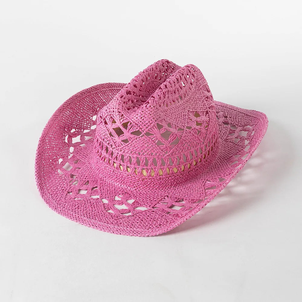 Cowboy hat summer straw hat unisex cowboy hat jazz cowboy straw hat wide brim hat spray paint custom hat party cowboy hat