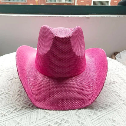 Cowboy hat summer straw hat unisex cowboy hat jazz cowboy straw hat wide brim hat spray paint custom hat party cowboy hat