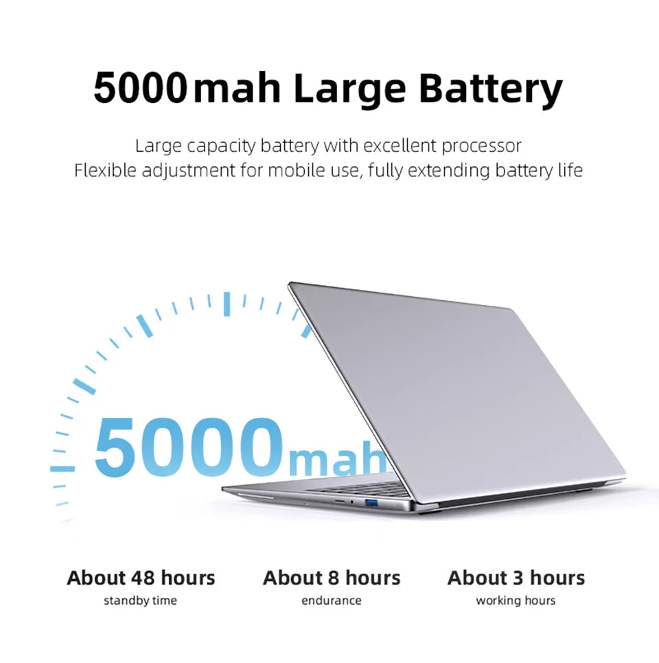 Ultra Slim Windows 11 Laptop Computer 14.1" 12GB RAM 512GB 1TB SSD Intel N4000 Notebook Gamer 1920*1080 Office Study Computer PC