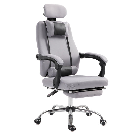 Fauteuil de bureau ergonomique Brady de direction à dossier haut avec repose-pieds et soutien lombaire – Gris