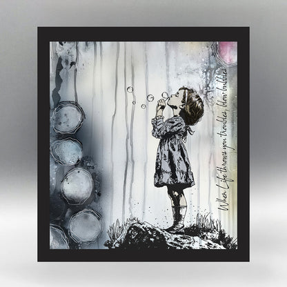 Blowing Bubbles Pre Cut Rubber Stamp Set by Andy Skinner