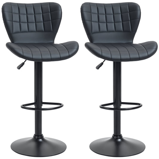 Tabourets de comptoir/bar Avion avec hauteur réglable et pivot (lot de 2, noirs)