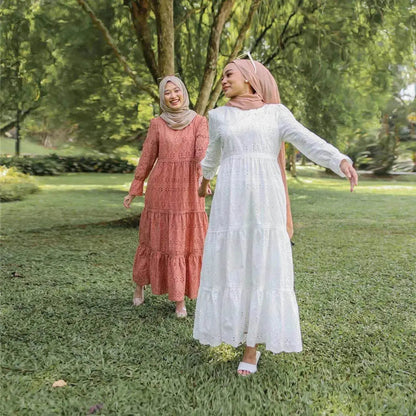 Arab  Malaysia Indonesia Hollow Lace Dress