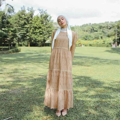 Arab  Malaysia Indonesia Hollow Lace Dress
