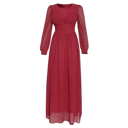 Arab  Women's Clothing Long Sleeve Chiffon Dress