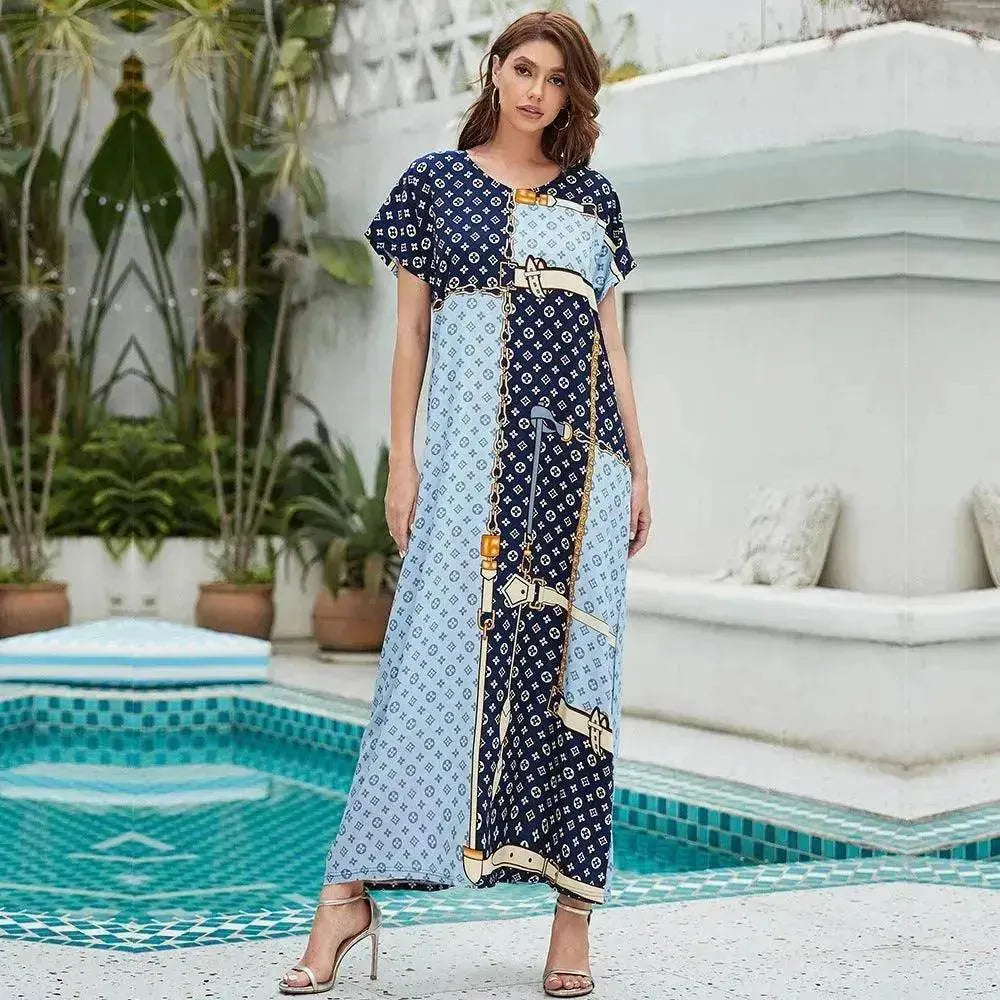 Arab  Women's Dress Short Sleeve Loose Hem