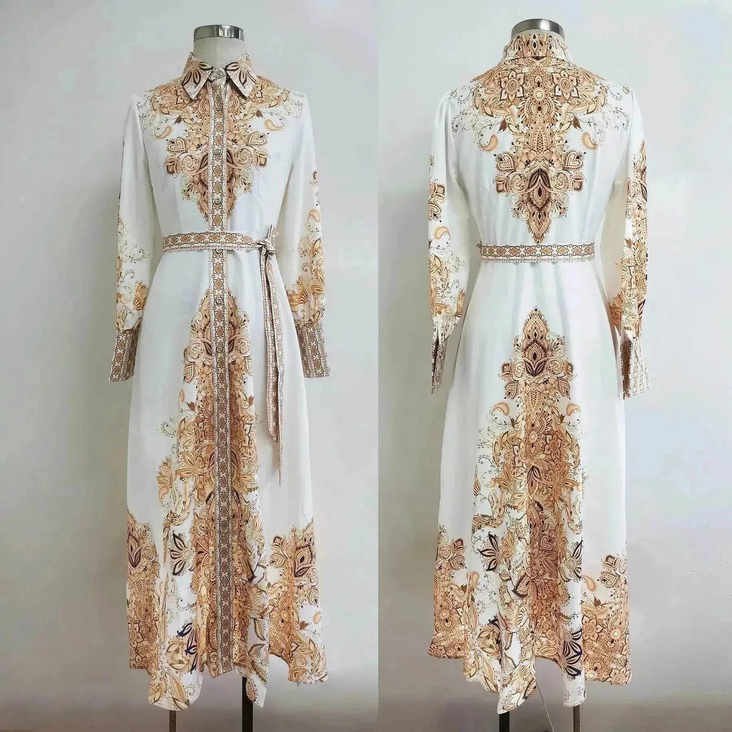 Arab  Women's Wear Arabic Print Swing Dress